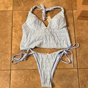 Blue Plaid Women's Swim Set